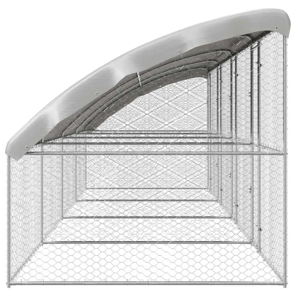 Dog Kennel Galvanised Steel Frame 8 x 2 x 2 m Silver 4 Piece Outdoor Pet Run