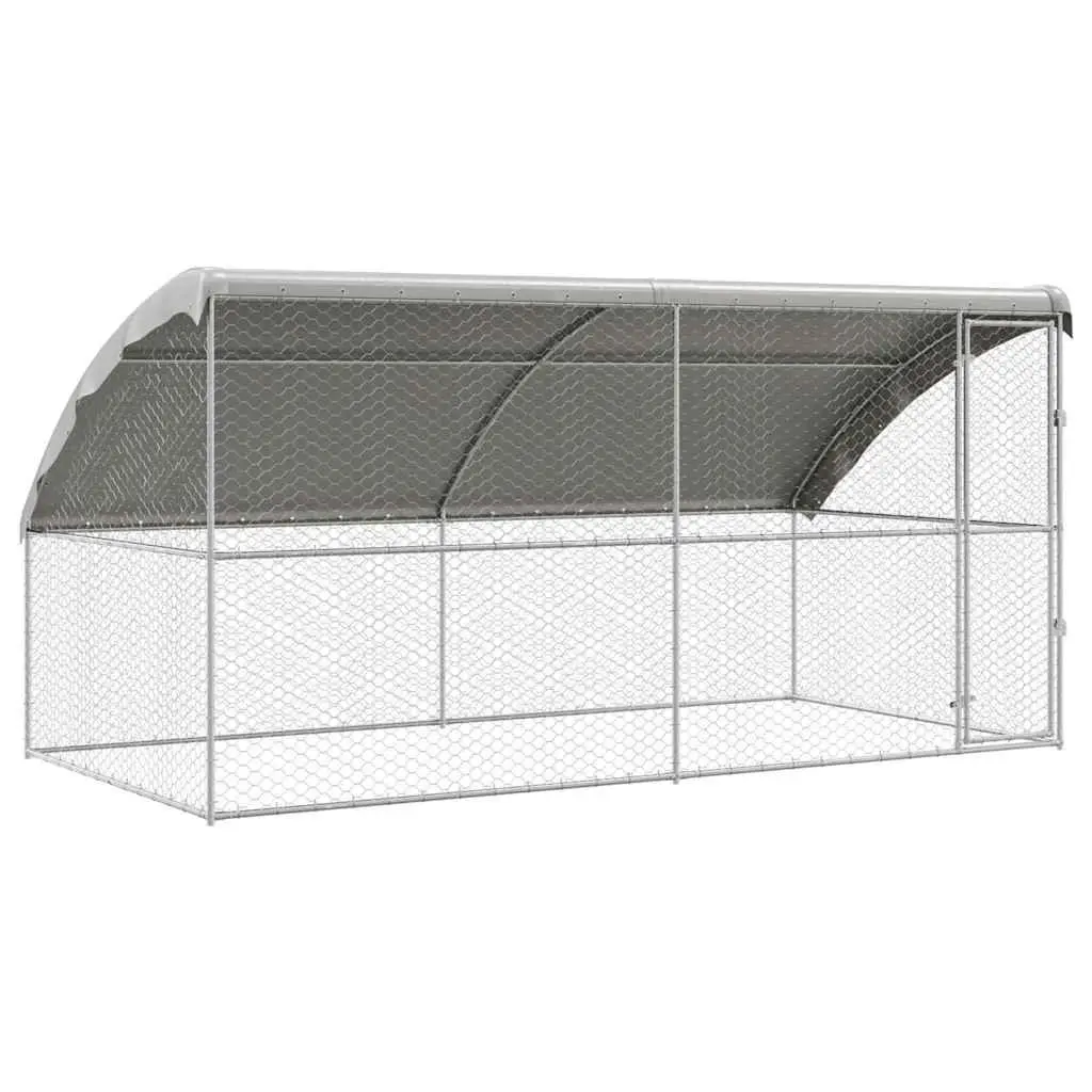 Dog Kennel 2 pcs Silver 4 x 2 x 2 m Galvanised Steel Frame Outdoor Pet Run