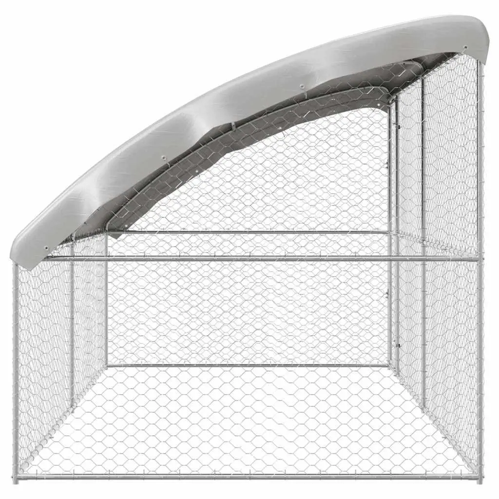 Dog Kennel 2 pcs Silver 4 x 2 x 2 m Galvanised Steel Frame Outdoor Pet Run
