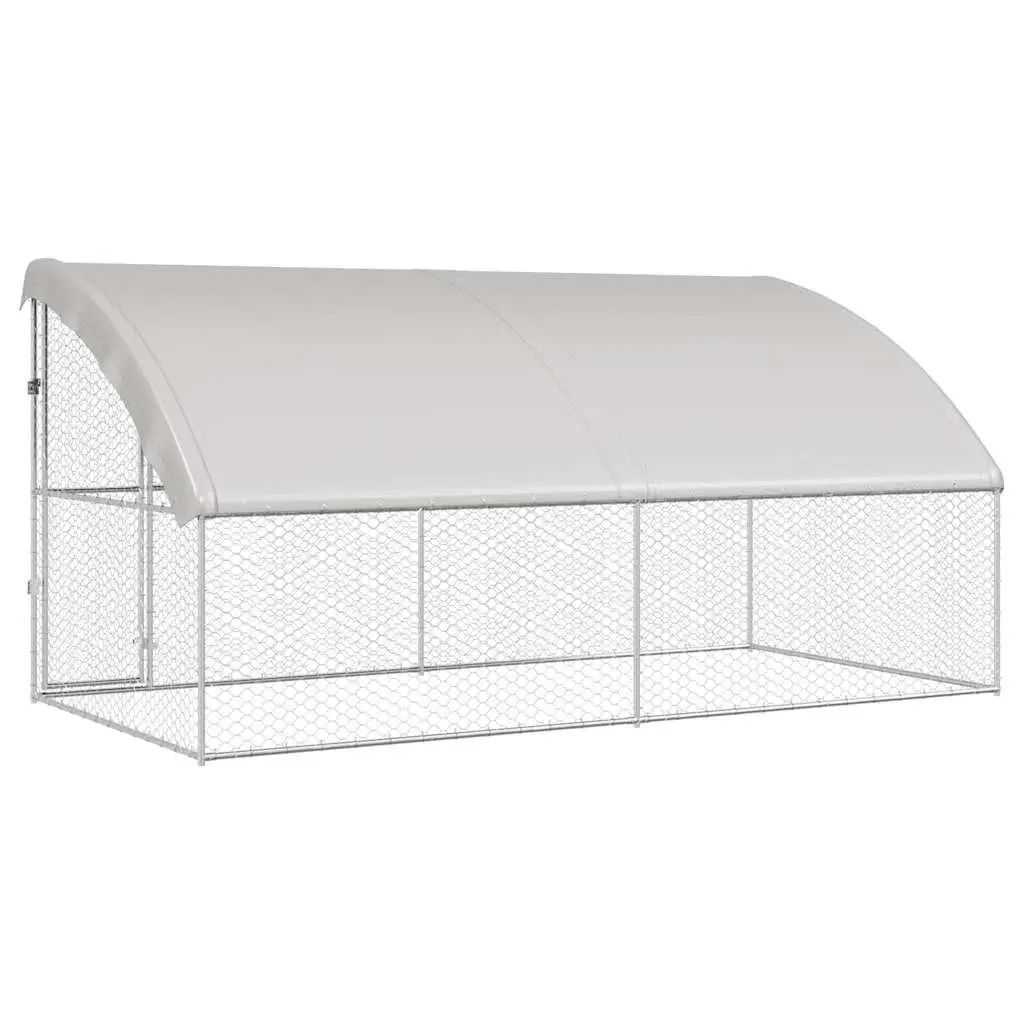 Dog Kennel 2 pcs Silver 4 x 2 x 2 m Galvanised Steel Frame Outdoor Pet Run