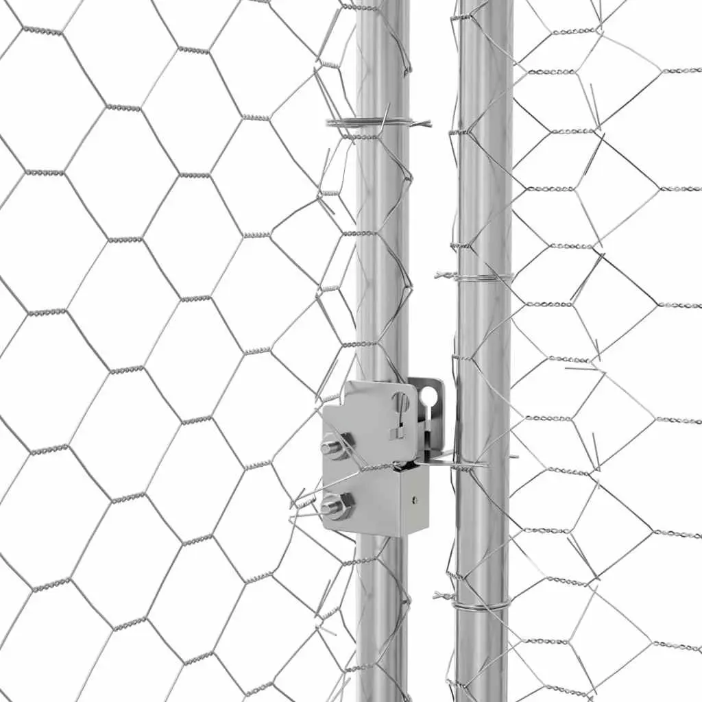 Dog Kennel 2 pcs Silver 4 x 2 x 2 m Galvanised Steel Frame Outdoor Pet Run