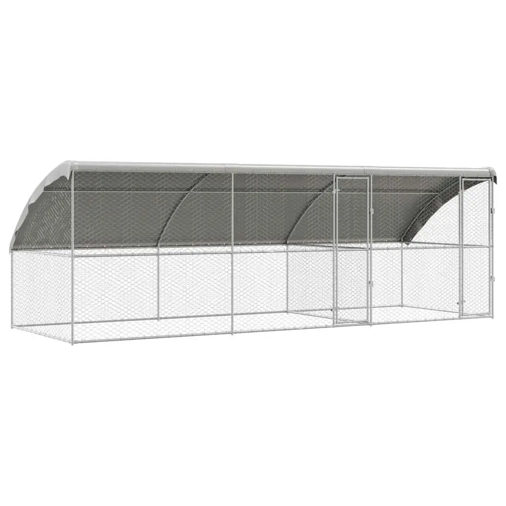 Dog Kennel 3 pcs Silver 6 x 2 x 2 m Outdoor Pet Run Enclosure Galvanised Steel