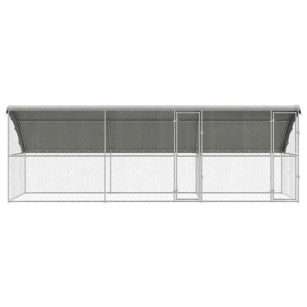 Dog Kennel 3 pcs Silver 6 x 2 x 2 m Outdoor Pet Run Enclosure Galvanised Steel
