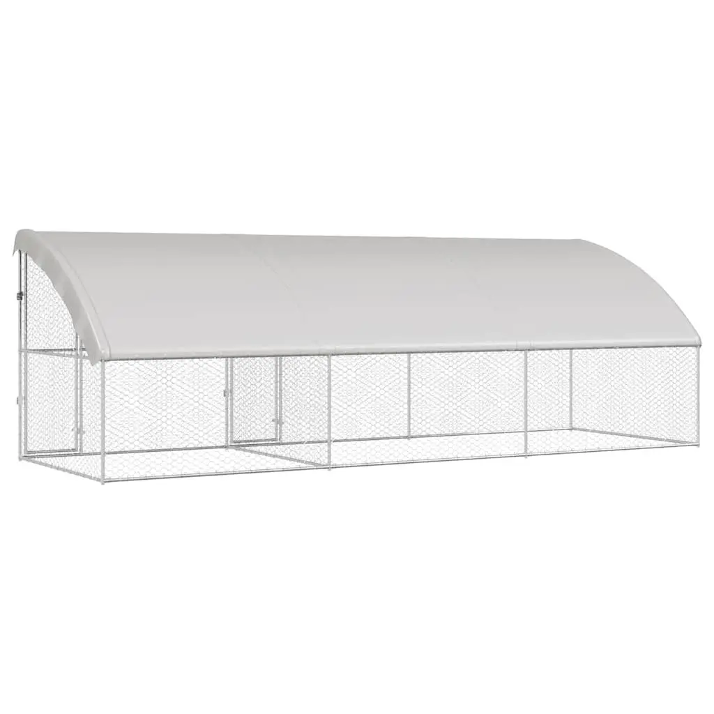 Dog Kennel 3 pcs Silver 6 x 2 x 2 m Outdoor Pet Run Enclosure Galvanised Steel