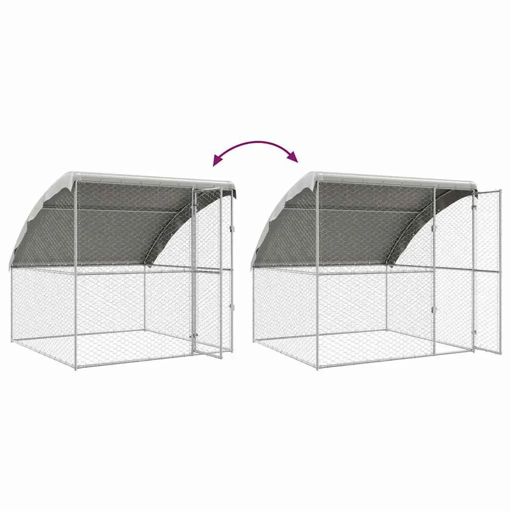 Dog Kennel 3 pcs Silver 6 x 2 x 2 m Outdoor Pet Run Enclosure Galvanised Steel