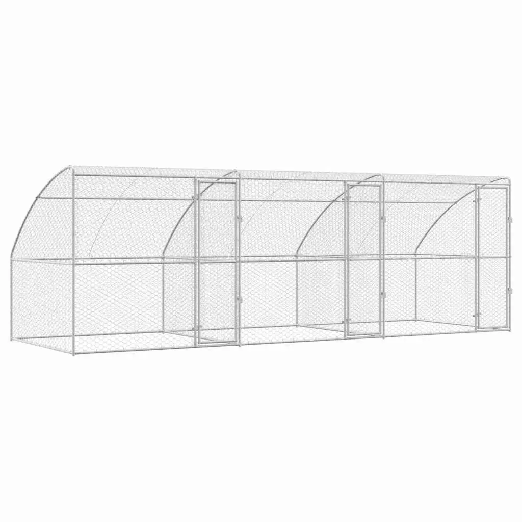 Dog Kennel 3 pcs Silver 6 x 2 x 2 m Outdoor Pet Enclosure Run Shelter