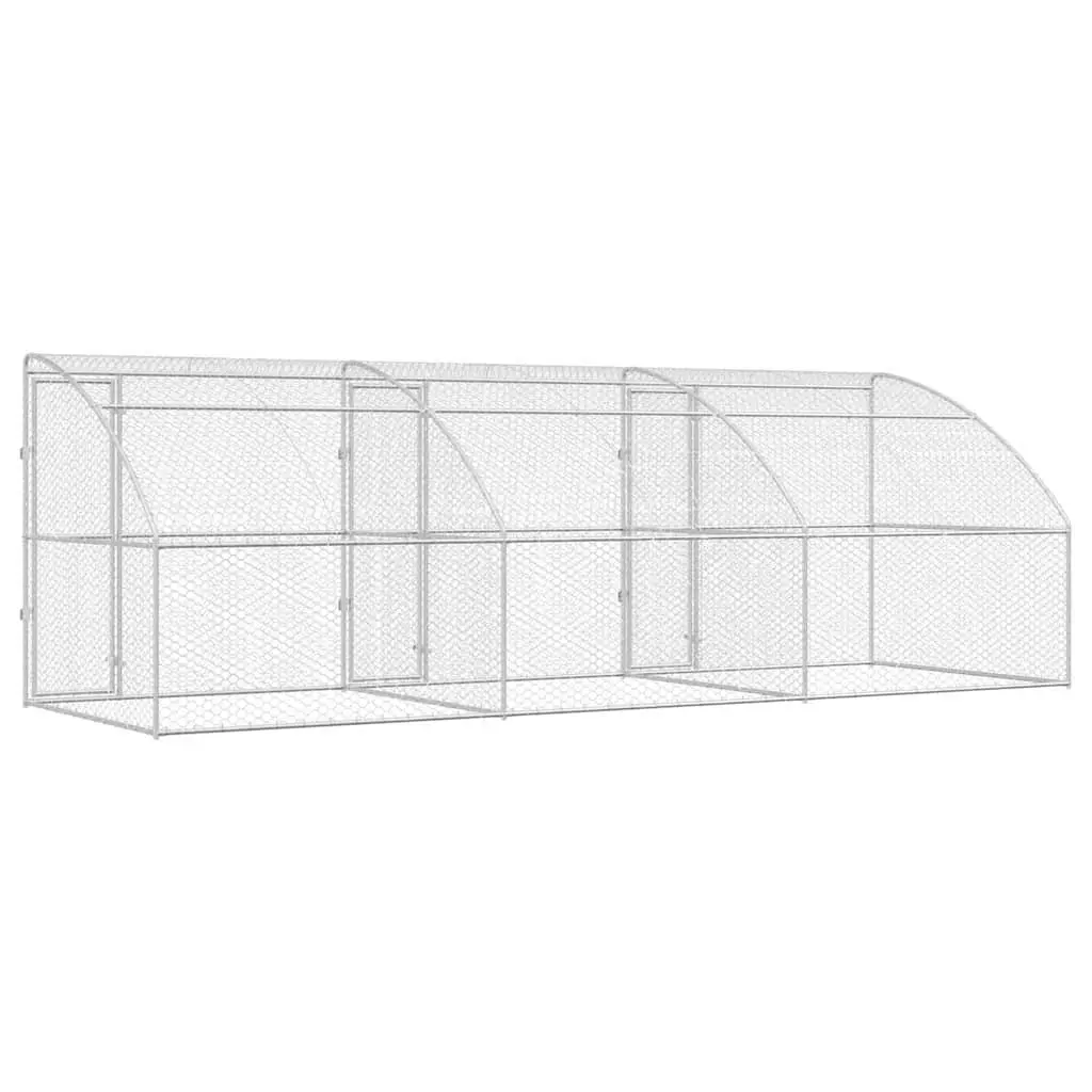 Dog Kennel 3 pcs Silver 6 x 2 x 2 m Outdoor Pet Enclosure Run Shelter