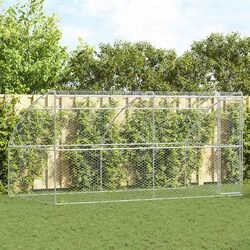 Practical Outdoor Dog Kennel 2 pcs Silver - 4 x 2 x 2 m