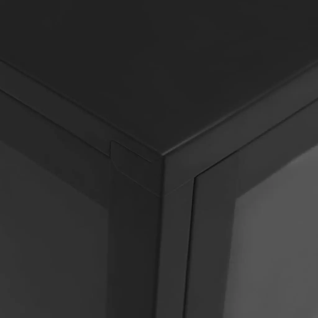 Sideboard Steel Frame Glass Door 105x35x70 cm Black Storage Cabinet