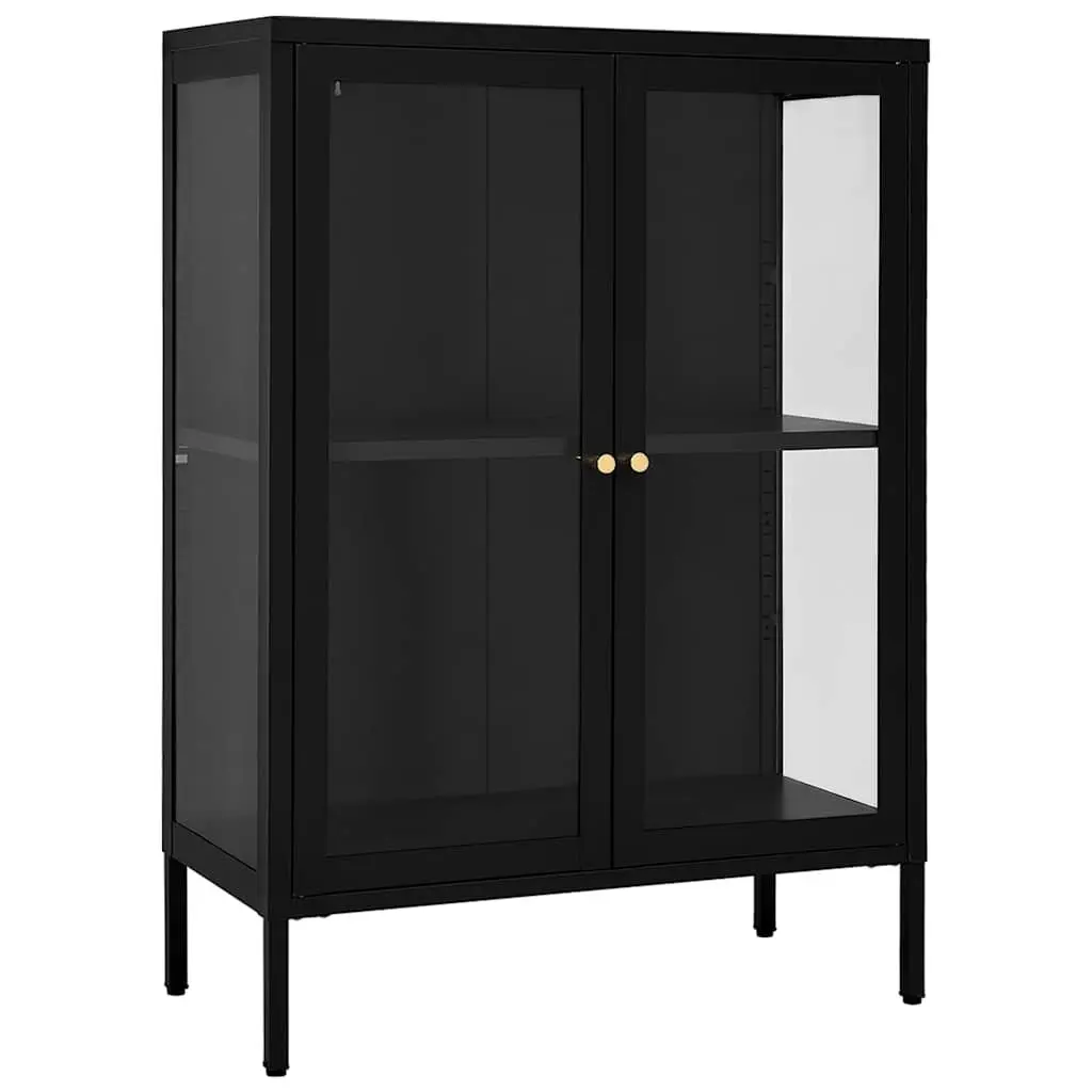 Sideboard Steel Black Glass Door Storage Cabinet Adjustable Shelving Unit Home Furniture