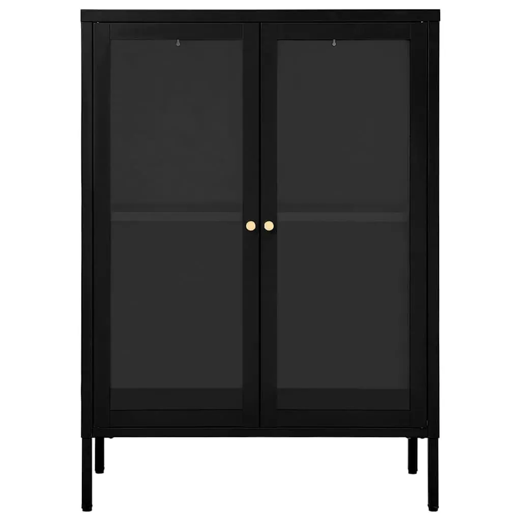 Sideboard Steel Black Glass Door Storage Cabinet Adjustable Shelving Unit Home Furniture