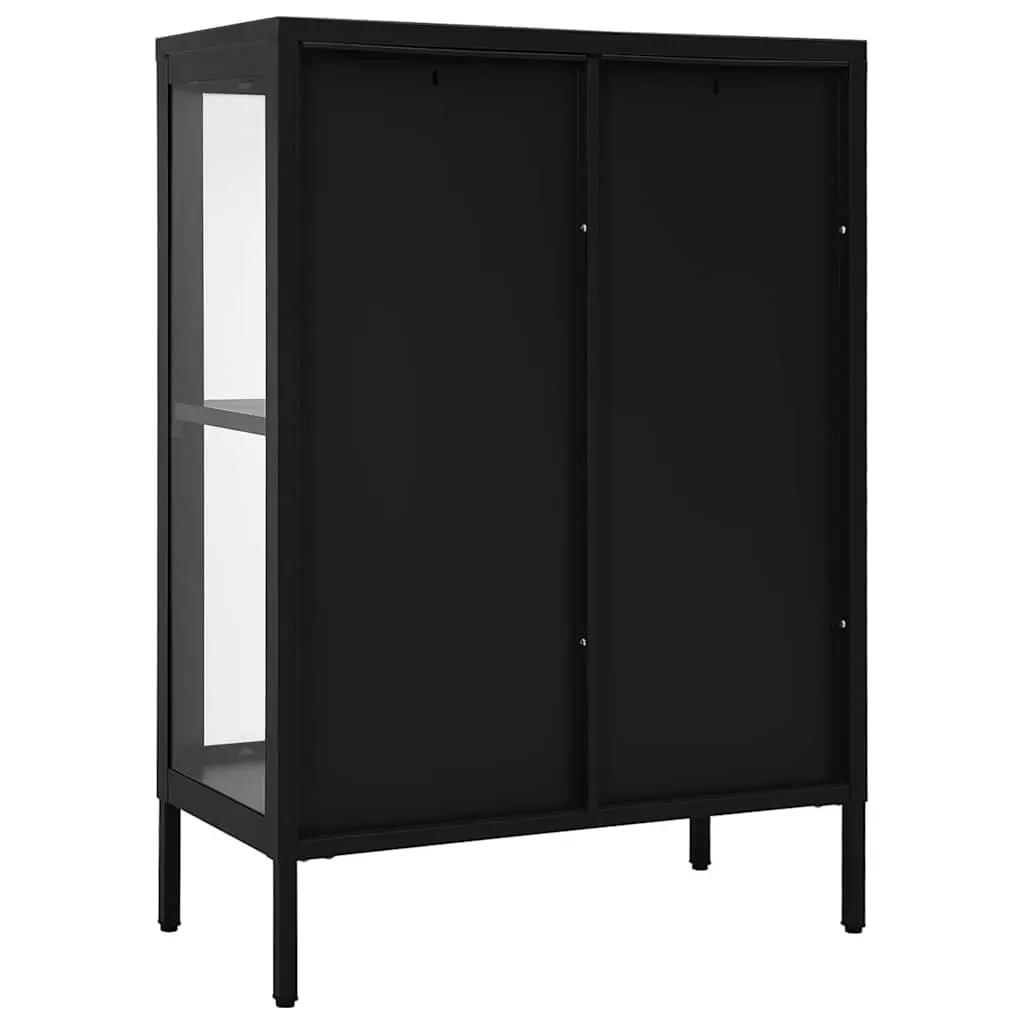 Sideboard Steel Black Glass Door Storage Cabinet Adjustable Shelving Unit Home Furniture