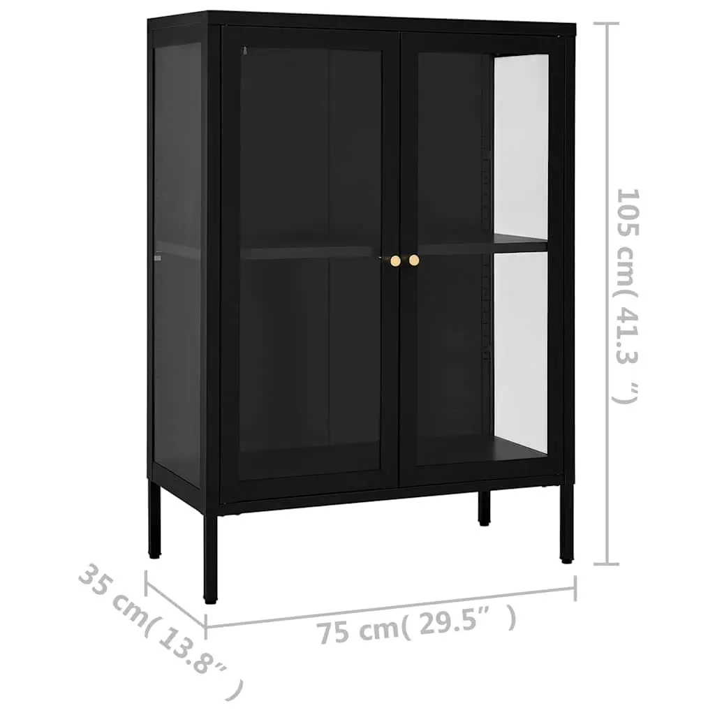 Sideboard Steel Black Glass Door Storage Cabinet Adjustable Shelving Unit Home Furniture