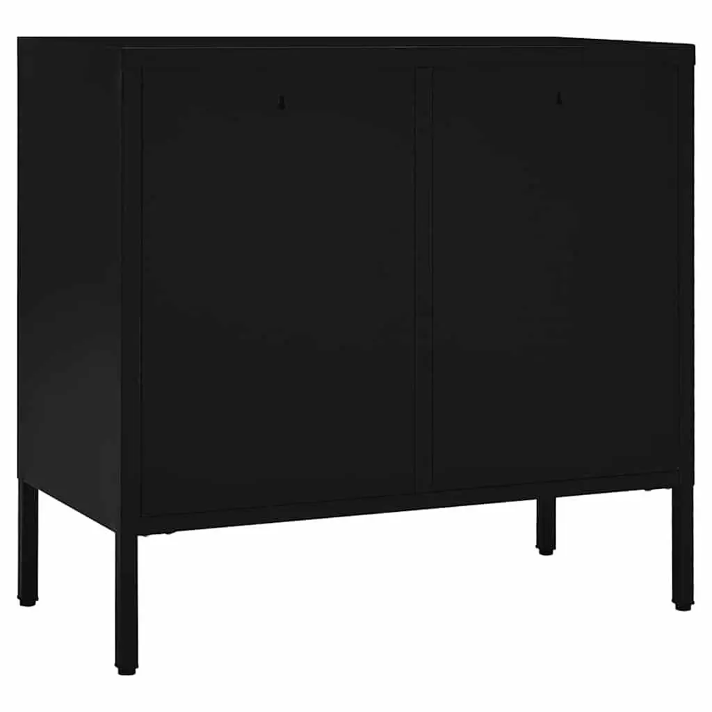 Sideboard Steel Tempered Glass 75x35x70 cm Black Storage Cabinet Adjustable Shelf Drawers