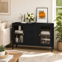 Functional Black Sideboard 105x35x70 cm for Home Use