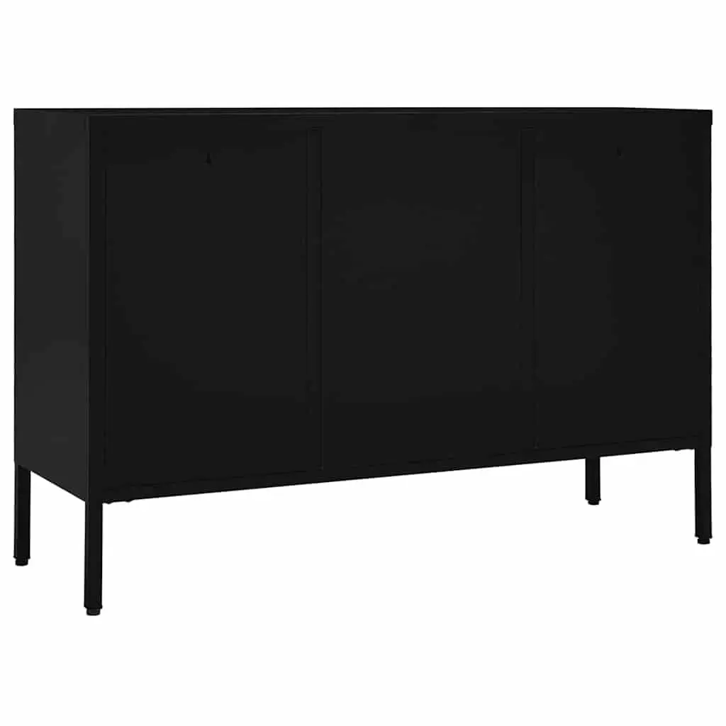 Sideboard Steel Frame Tempered Glass 105x35x70 cm Black