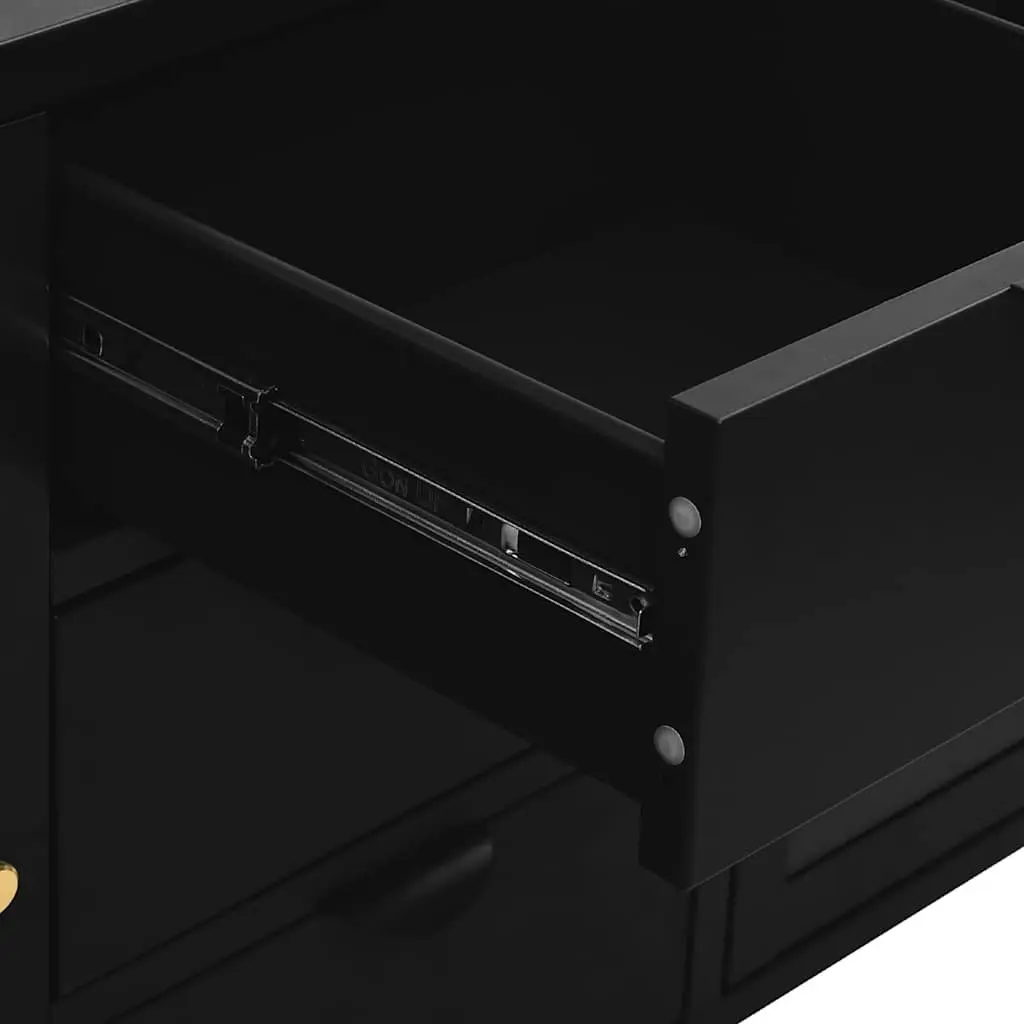 Sideboard Steel Frame Tempered Glass 105x35x70 cm Black