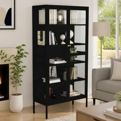 Versatile Black Storage Cabinet for Books and Décor