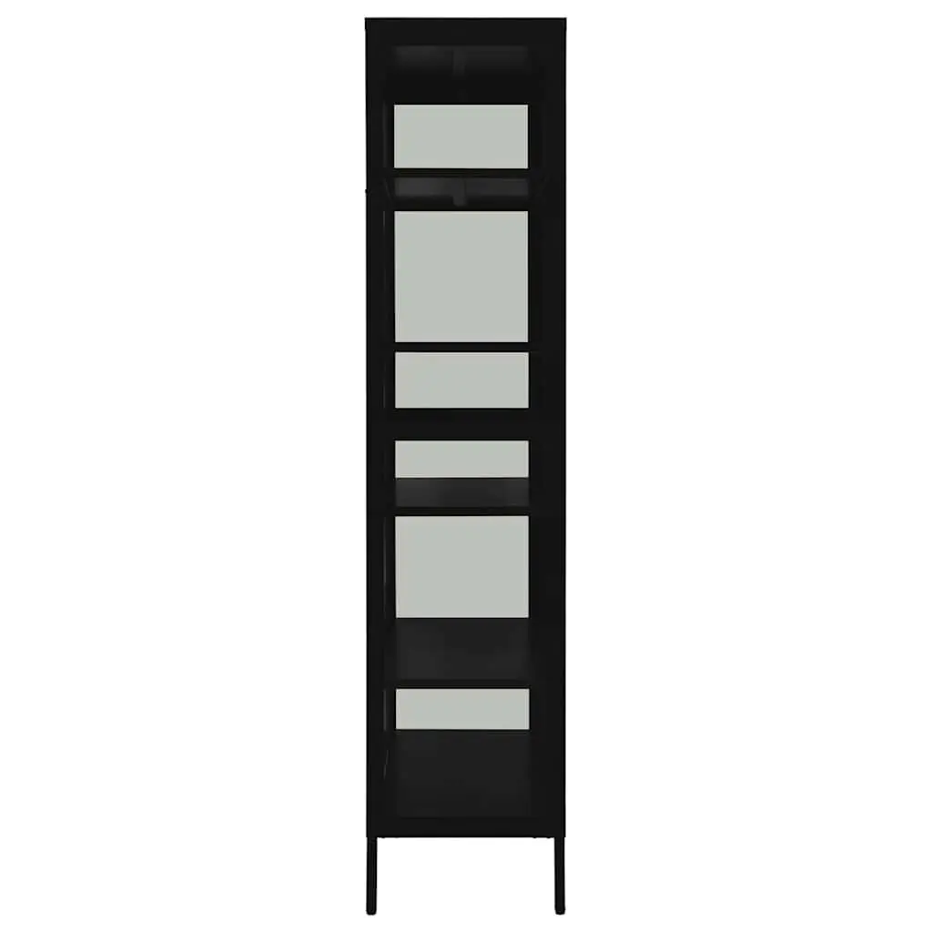 Black Display Cabinet Steel Tempered Glass 90x40x180cm with Four Adjustable Storage Shelves