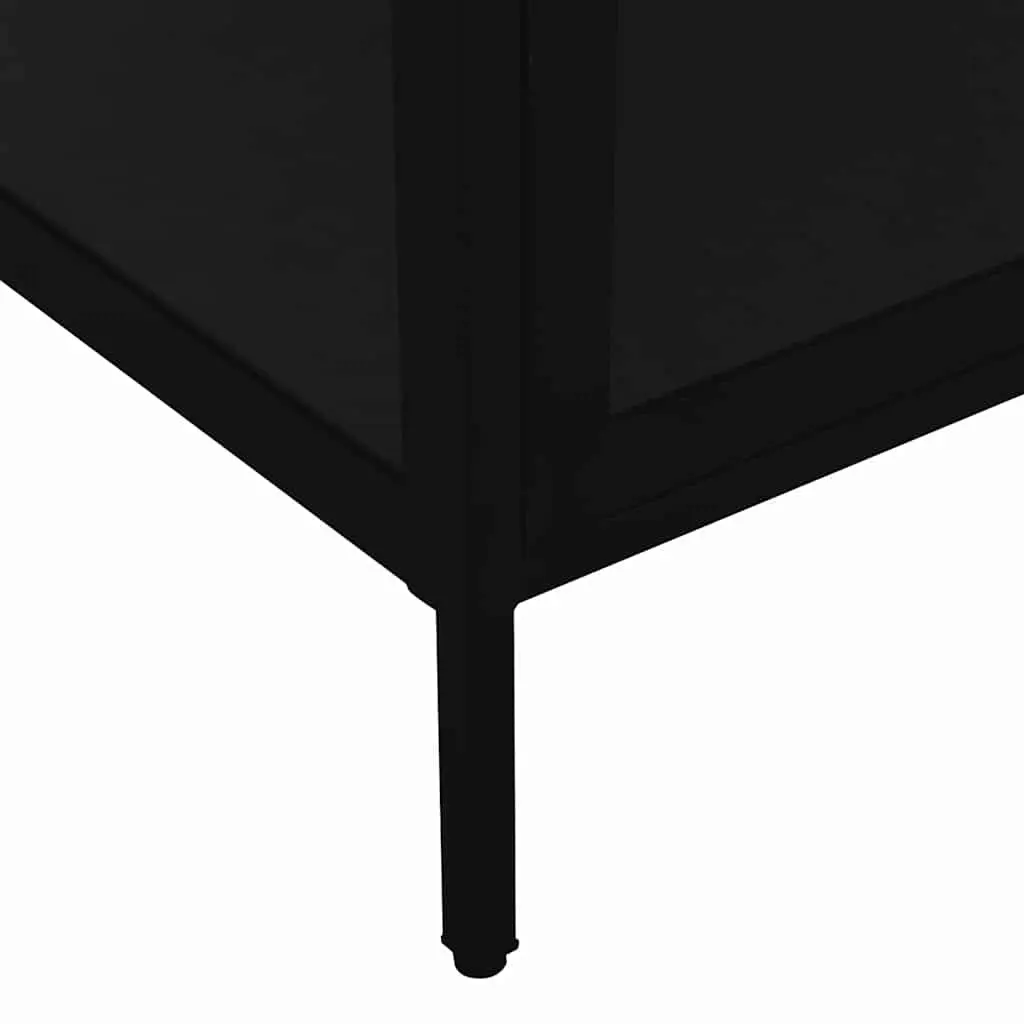Black Display Cabinet Steel Tempered Glass 90x40x180cm with Four Adjustable Storage Shelves