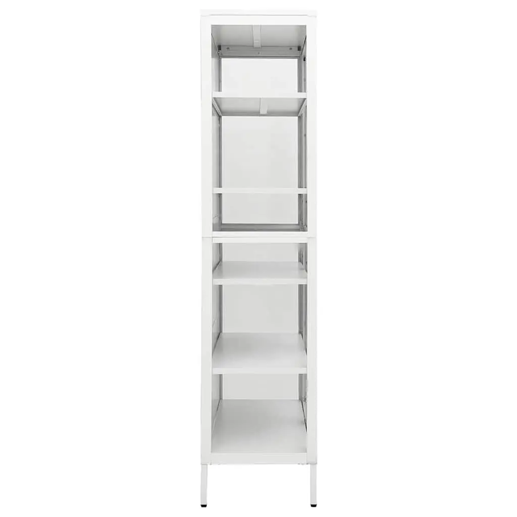 Storage Cabinet Steel Frame Tempered Glass 90x40x180cm White Display Shelving Unit