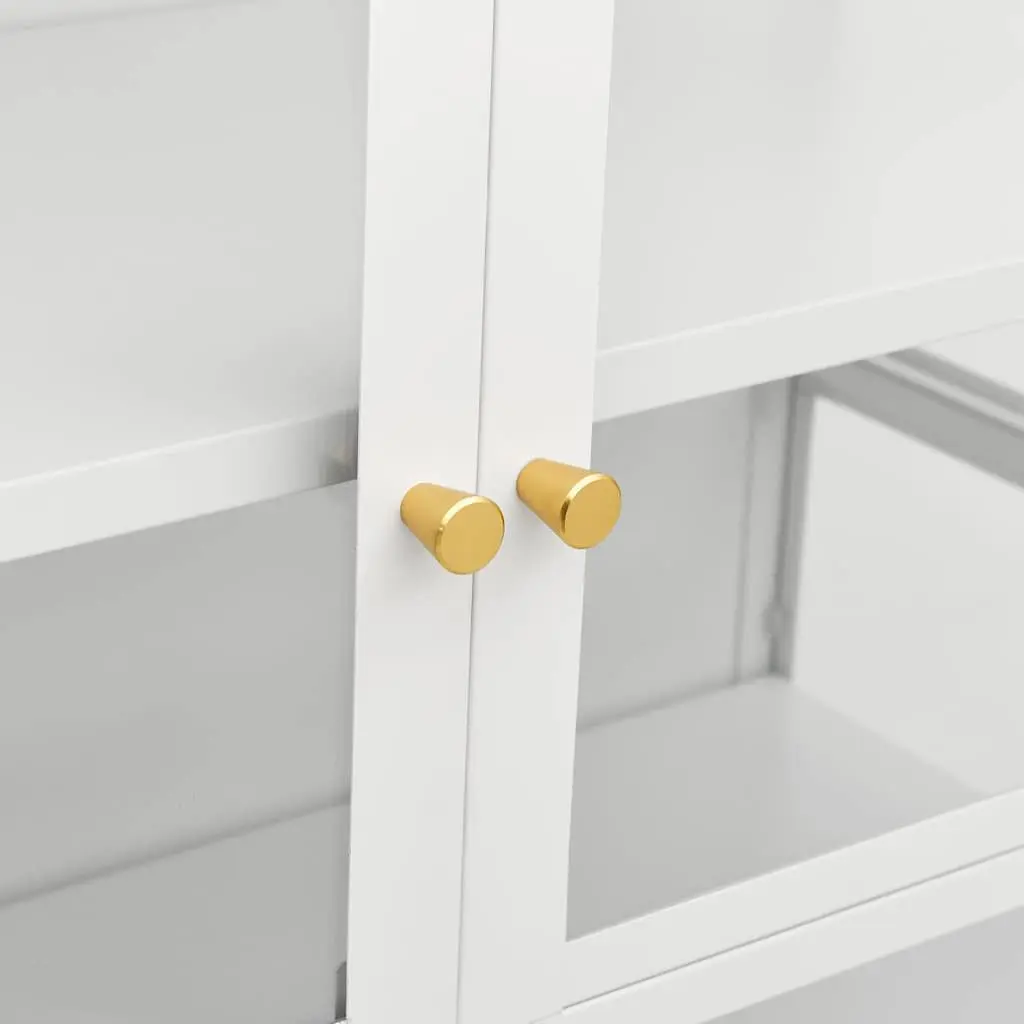 Storage Cabinet Steel Frame Tempered Glass 90x40x180cm White Display Shelving Unit