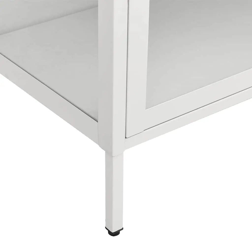 Storage Cabinet Steel Frame Tempered Glass 90x40x180cm White Display Shelving Unit