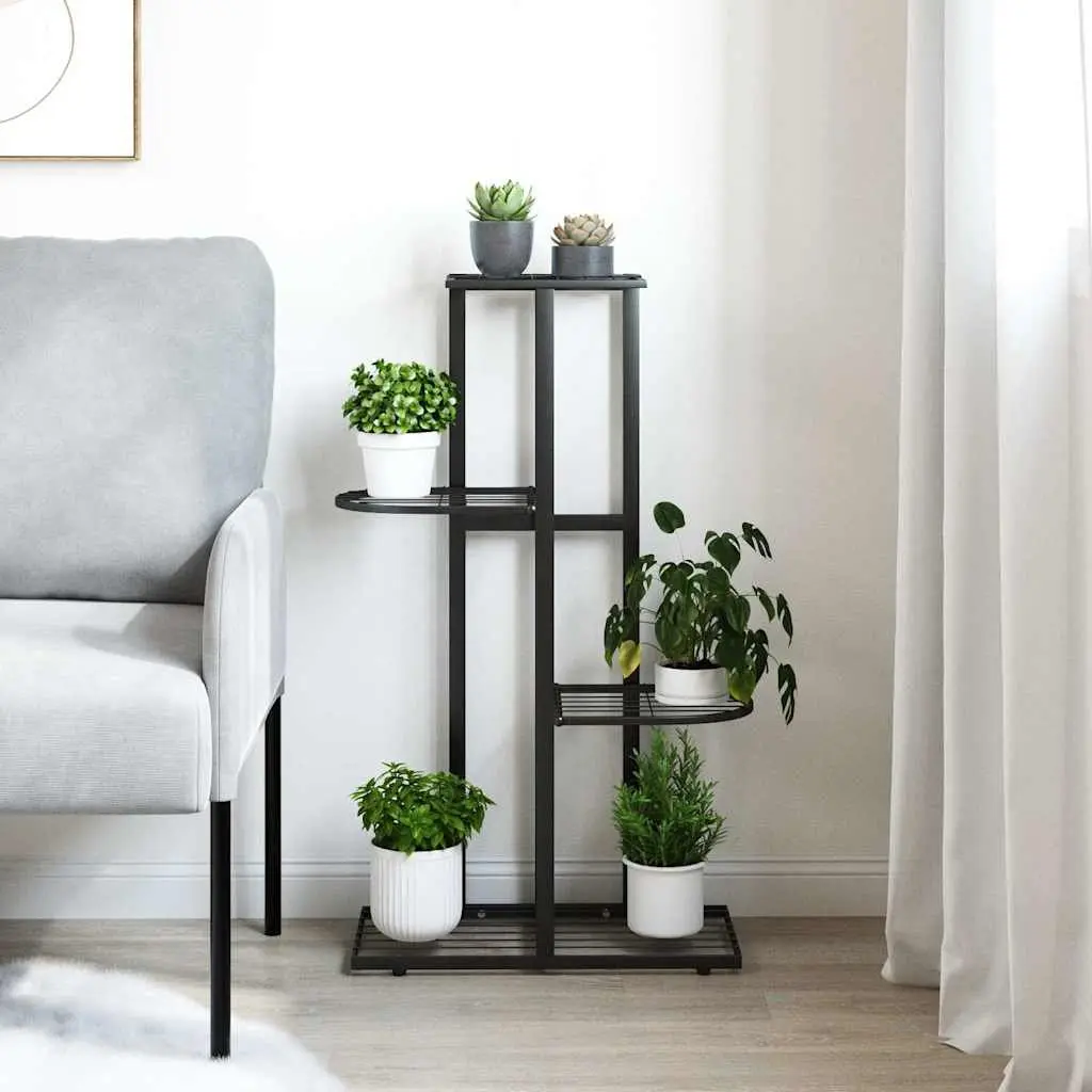 Metal Plant Stand 4-Tier Display Rack Black