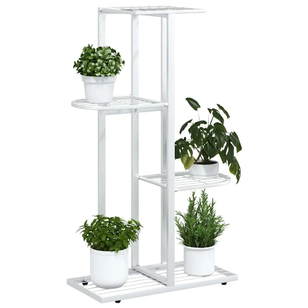 Metal Plant Stand 4-Tier White Display Shelf for Home Garden Decoration 43x22x76cm