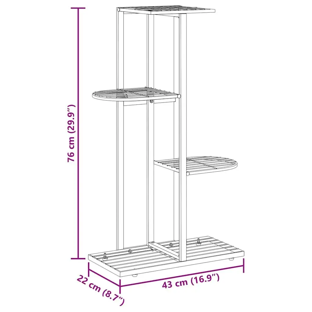 Metal Plant Stand 4-Tier White Display Shelf for Home Garden Decoration 43x22x76cm