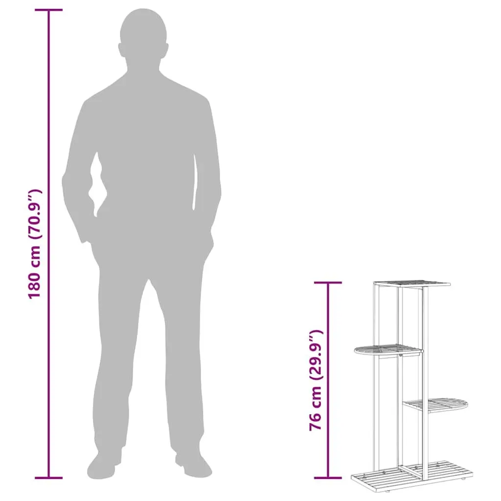 Metal Plant Stand 4-Tier White Display Shelf for Home Garden Decoration 43x22x76cm
