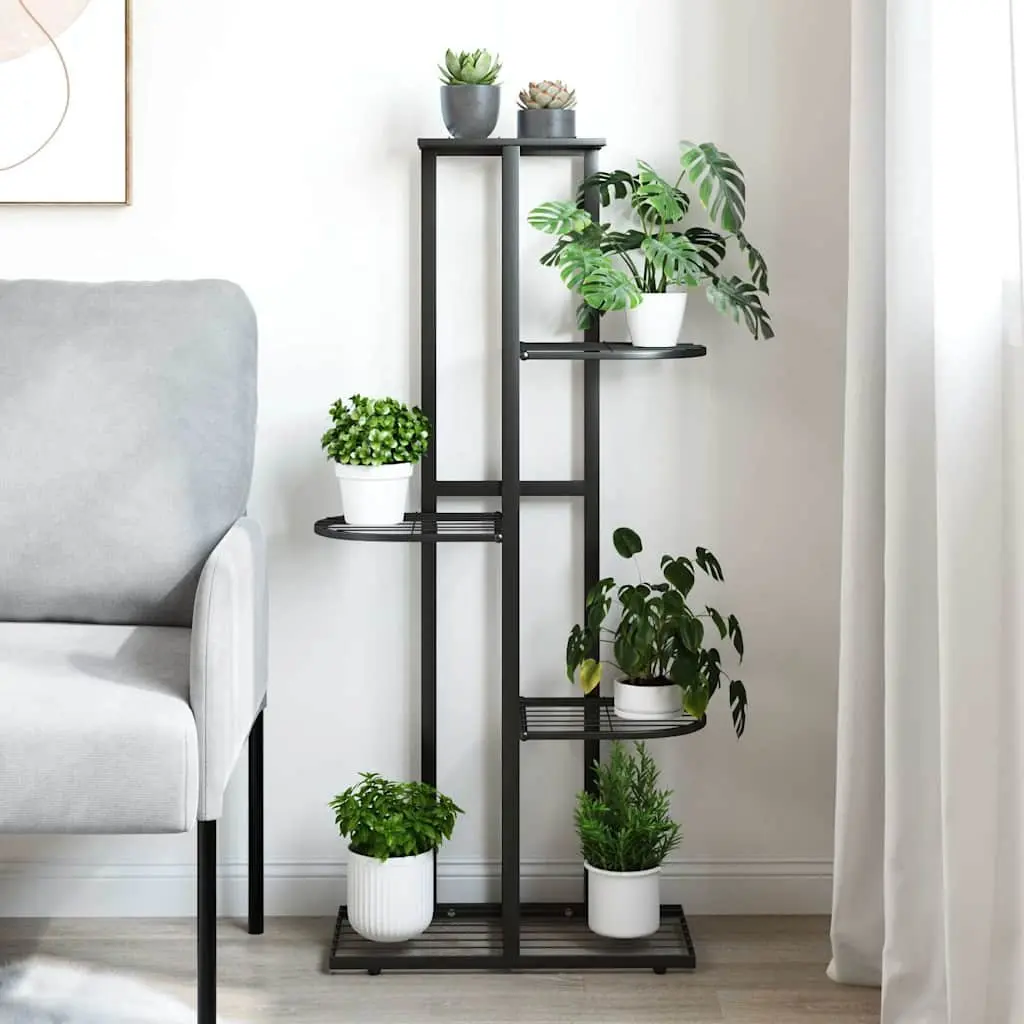 5-Tier Metal Plant Stand Display Rack 43x22x98cm Black