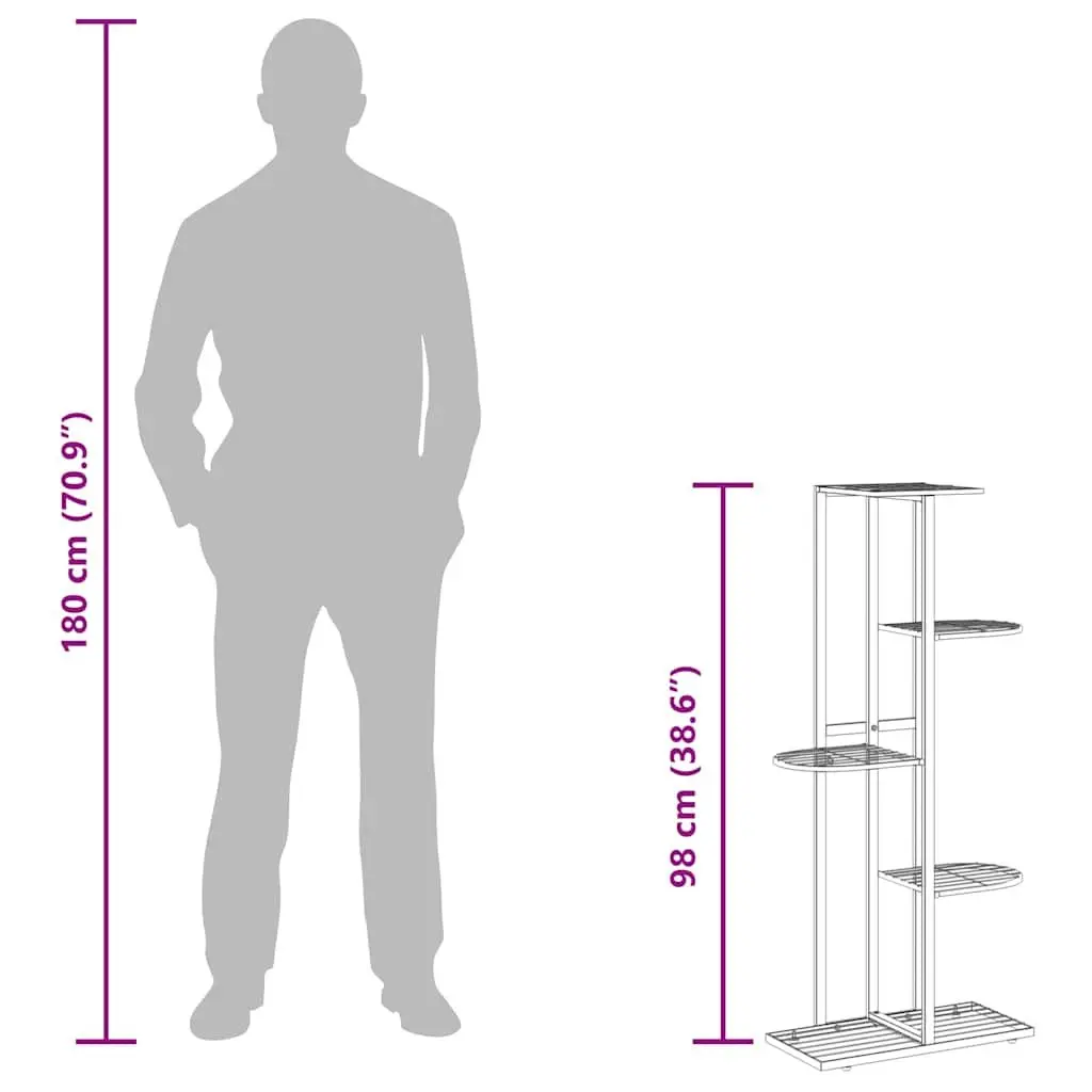 5-Tier Metal Plant Stand Display Rack 43x22x98cm Black
