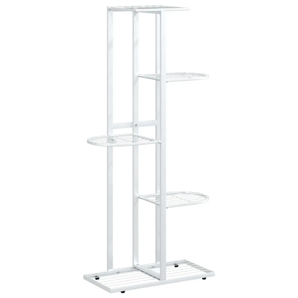 Metal Plant Stand 5-Tier White Sturdy Indoor Outdoor Display Rack 43x22x98cm
