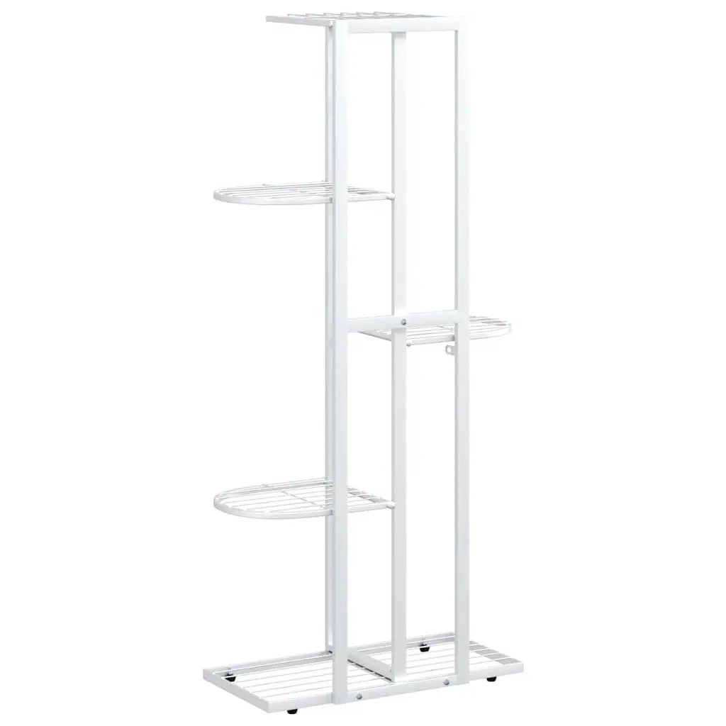 Metal Plant Stand 5-Tier White Sturdy Indoor Outdoor Display Rack 43x22x98cm