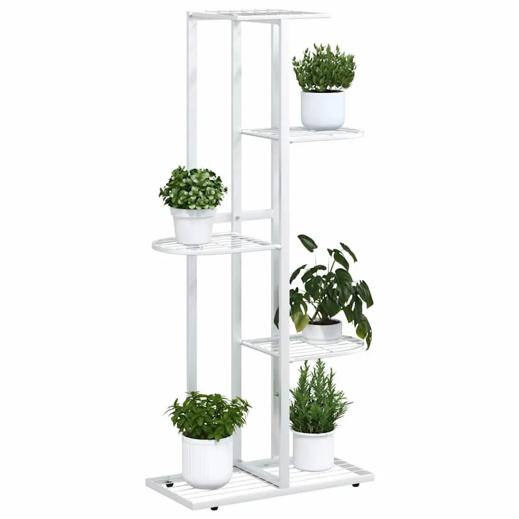 Metal Plant Stand 5-Tier White Sturdy Indoor Outdoor Display Rack 43x22x98cm