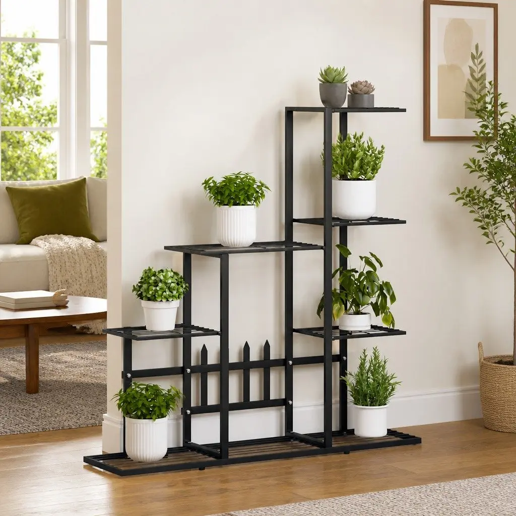 Metal Plant Stand Black 88cm Height 94.5cm Width 25cm Depth Sturdy Flower Rack for Home and Garden Display