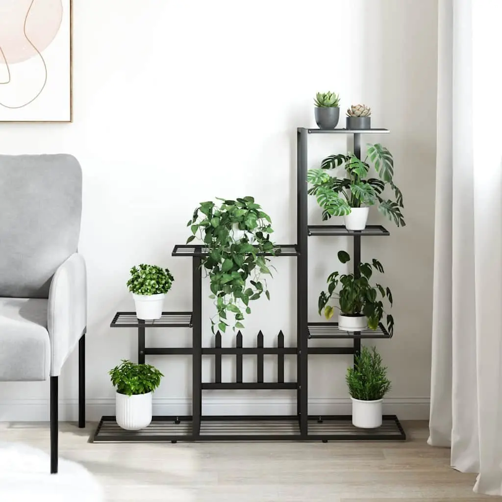 Metal Plant Stand Black 88cm Height 94.5cm Width 25cm Depth Sturdy Flower Rack for Home and Garden Display