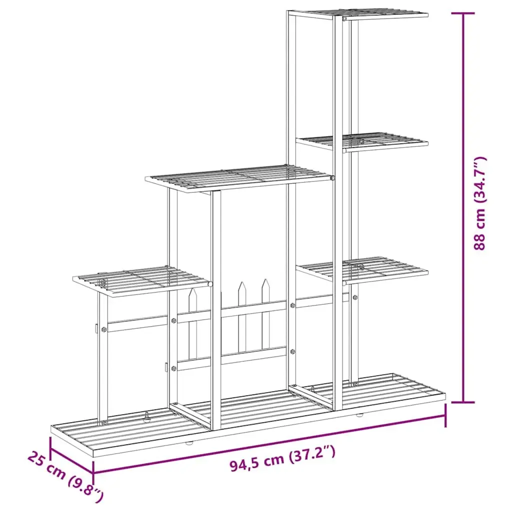 Metal Plant Stand Black 88cm Height 94.5cm Width 25cm Depth Sturdy Flower Rack for Home and Garden Display