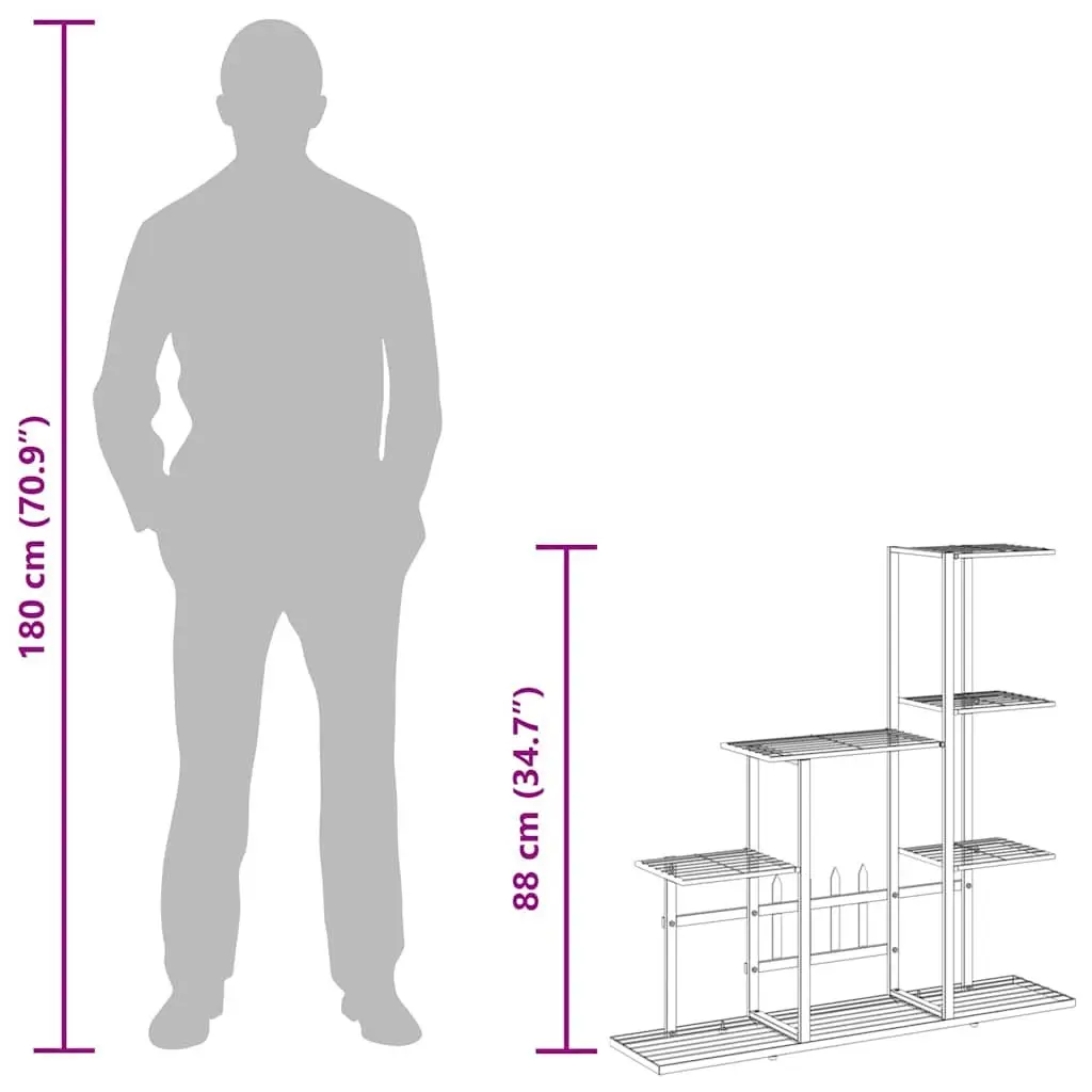 Metal Plant Stand Black 88cm Height 94.5cm Width 25cm Depth Sturdy Flower Rack for Home and Garden Display