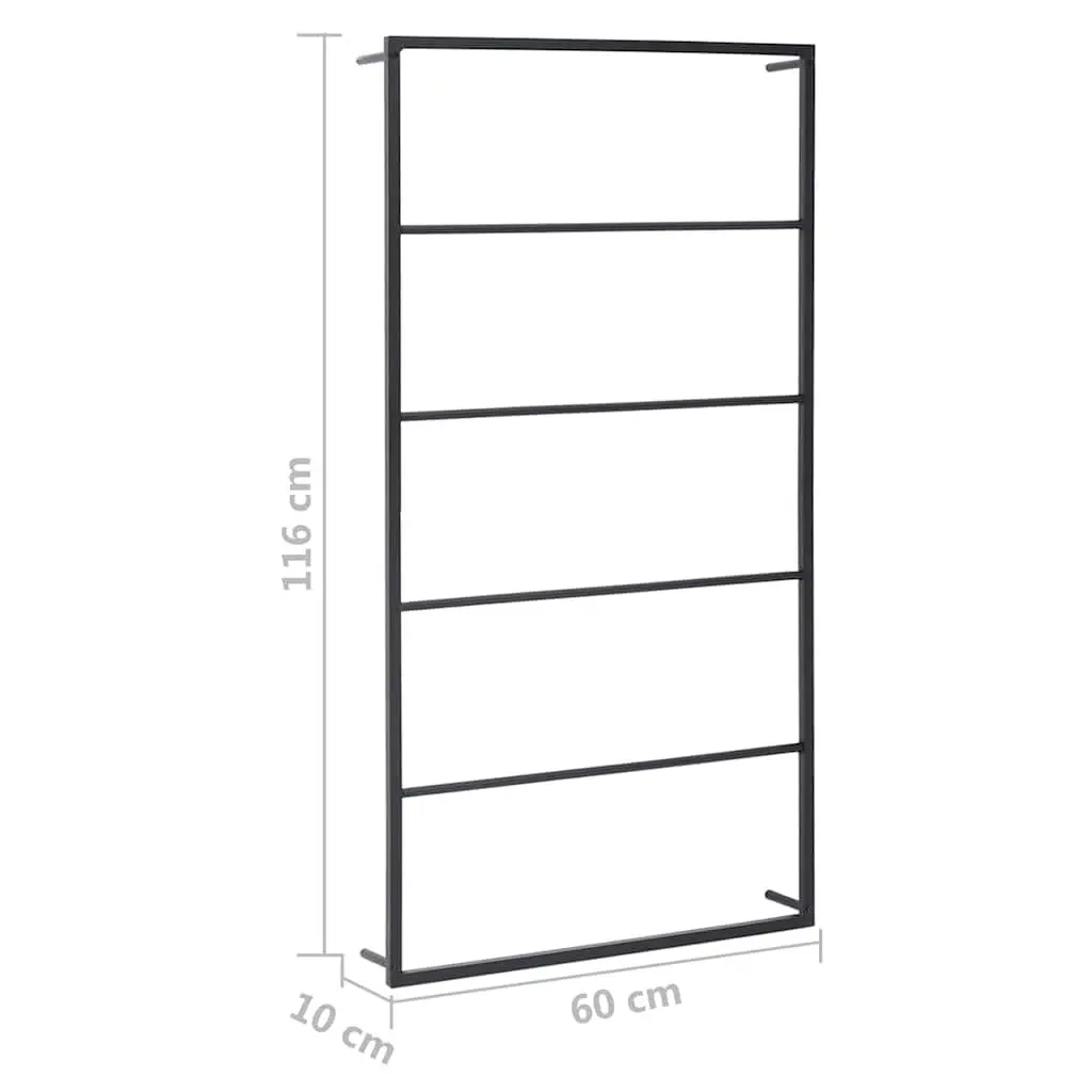 Wall Mounted Bathroom Organizer Towel Rack Black Steel 60 x 10 x 116 cm