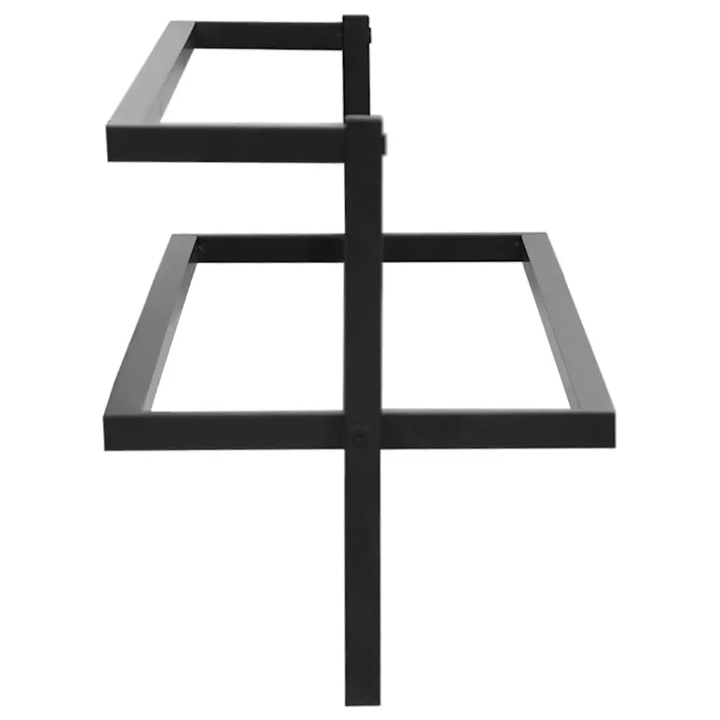 Towel Rack Wall Mount Iron Shelf Storage Organizer Black 95 x 25 x 22 cm