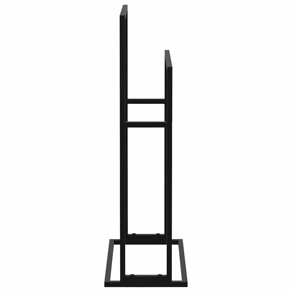 Freestanding Towel Rack Iron 2 Tier Black Bathroom Storage Holder Stand