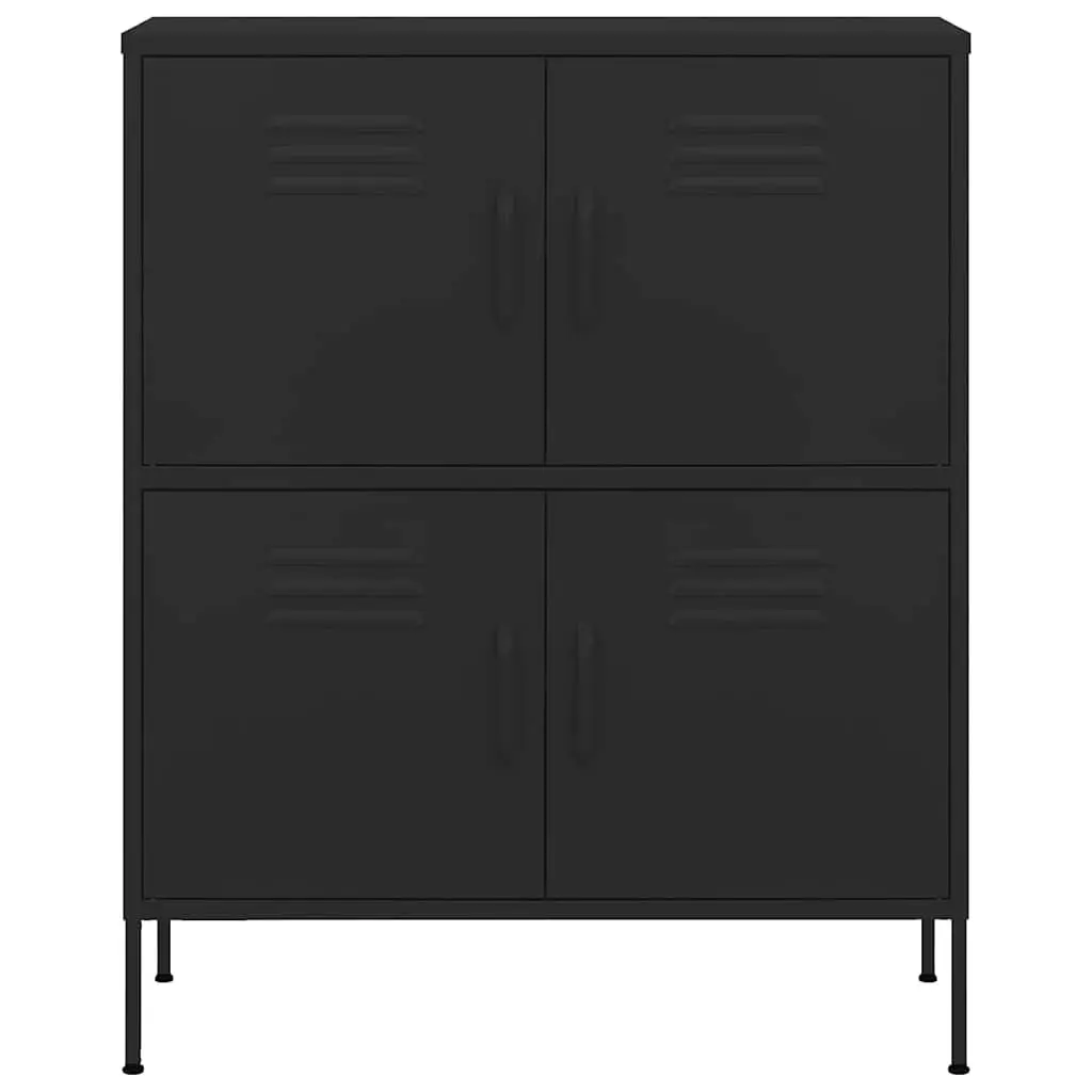 Steel Storage Cabinet Black 80cm Wide 35cm Deep 101.5cm High with Adjustable Shelves for Home Organization