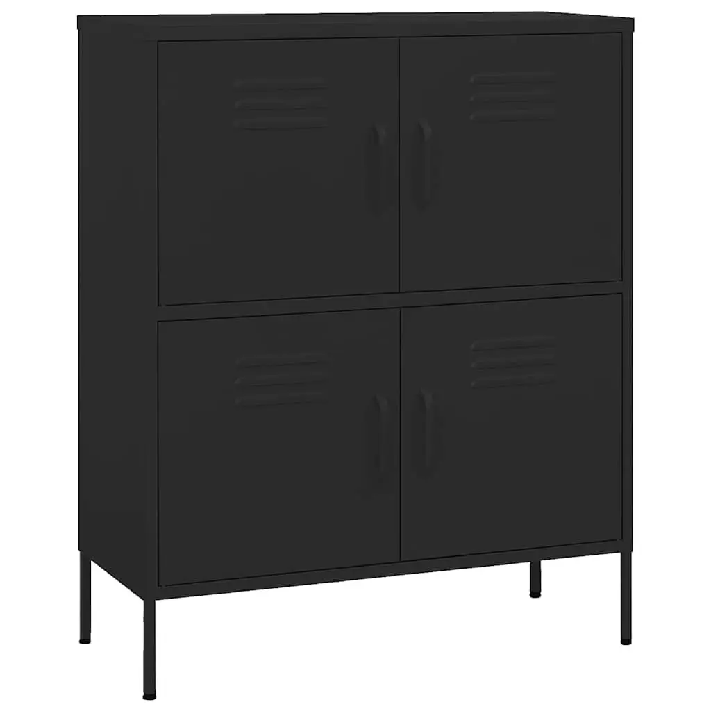Steel Storage Cabinet Black 80cm Wide 35cm Deep 101.5cm High with Adjustable Shelves for Home Organization