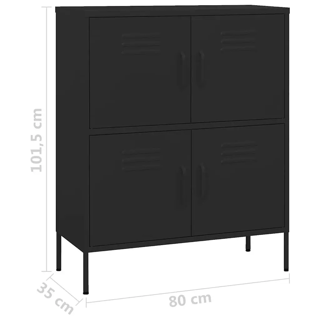 Steel Storage Cabinet Black 80cm Wide 35cm Deep 101.5cm High with Adjustable Shelves for Home Organization