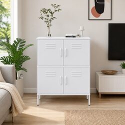 Versatile White Steel Storage Cabinet for Any Room