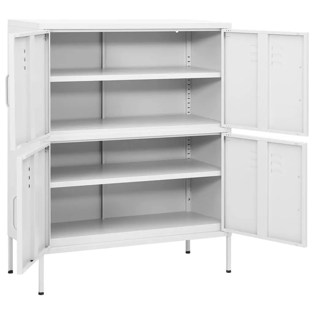 White Steel Cabinet with 2 Adjustable Shelves for Organized Storage 80x35x1015cm