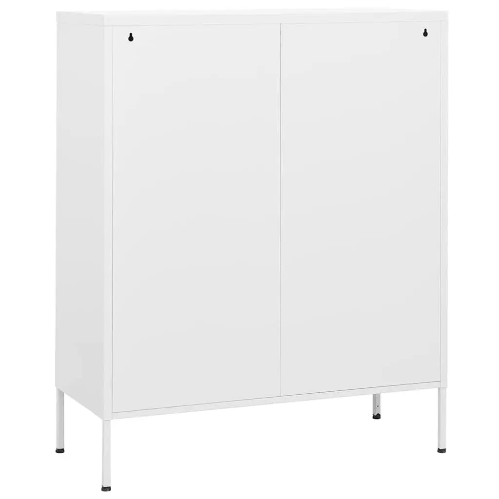 White Steel Cabinet with 2 Adjustable Shelves for Organized Storage 80x35x1015cm