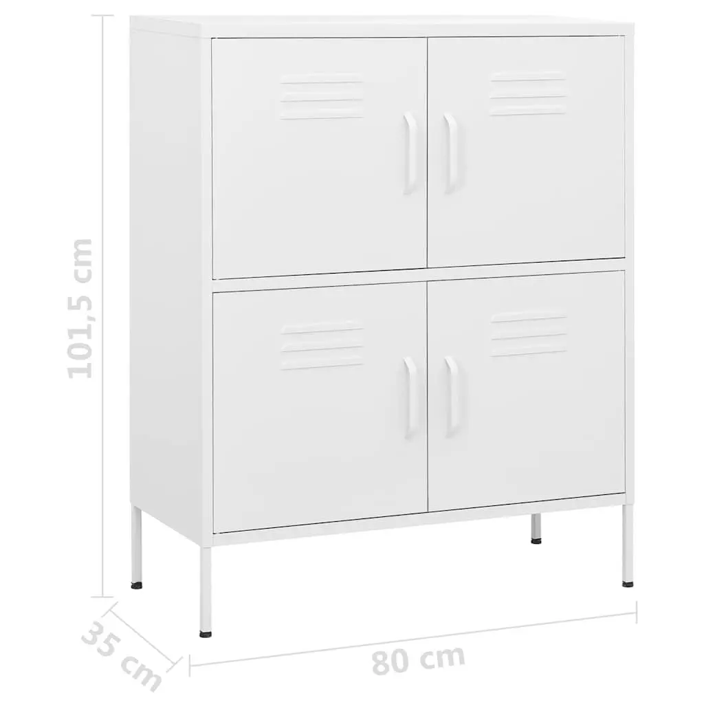 White Steel Cabinet with 2 Adjustable Shelves for Organized Storage 80x35x1015cm